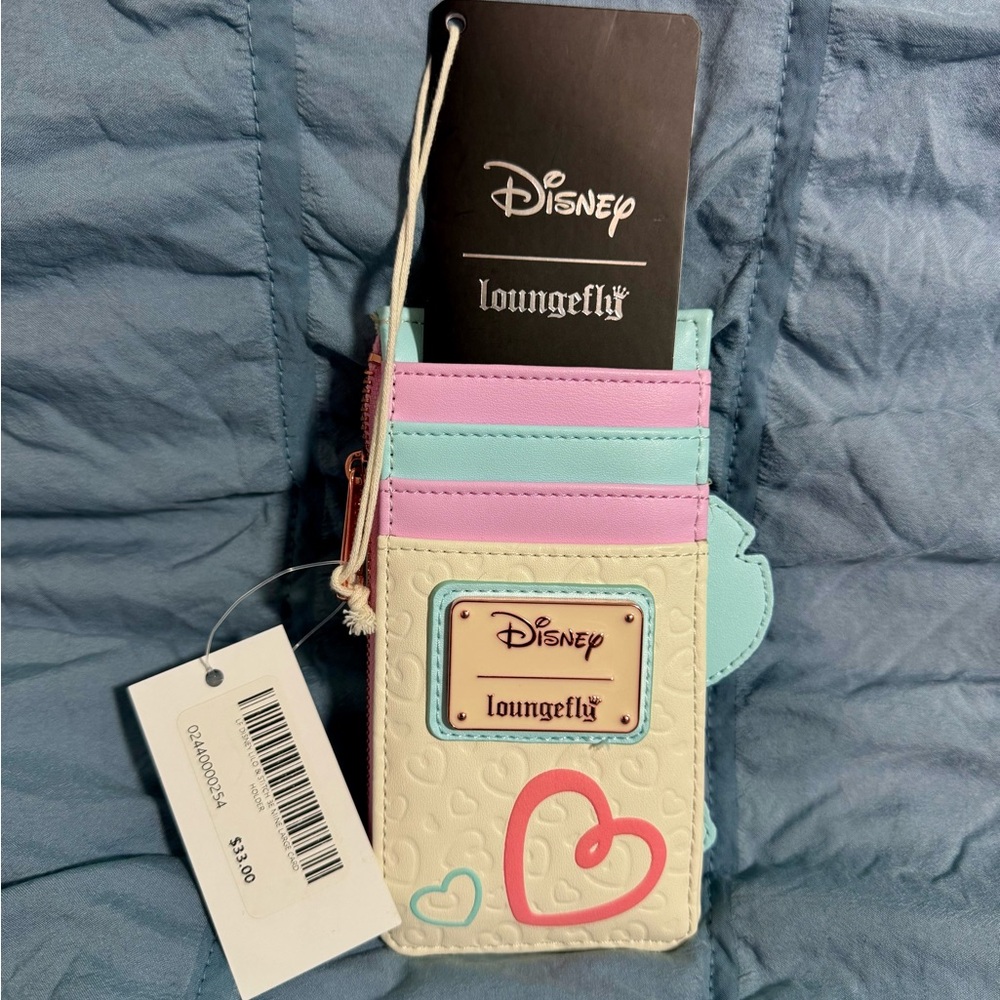 LOUNGEFLY Funko Stitch Heart Cardholder/ Wallet- Blue and Pink